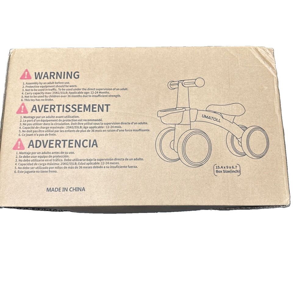 UMATOLL Pink Toddler Balance Bike B402 12-24 Months BNIB No Pedal Ride On